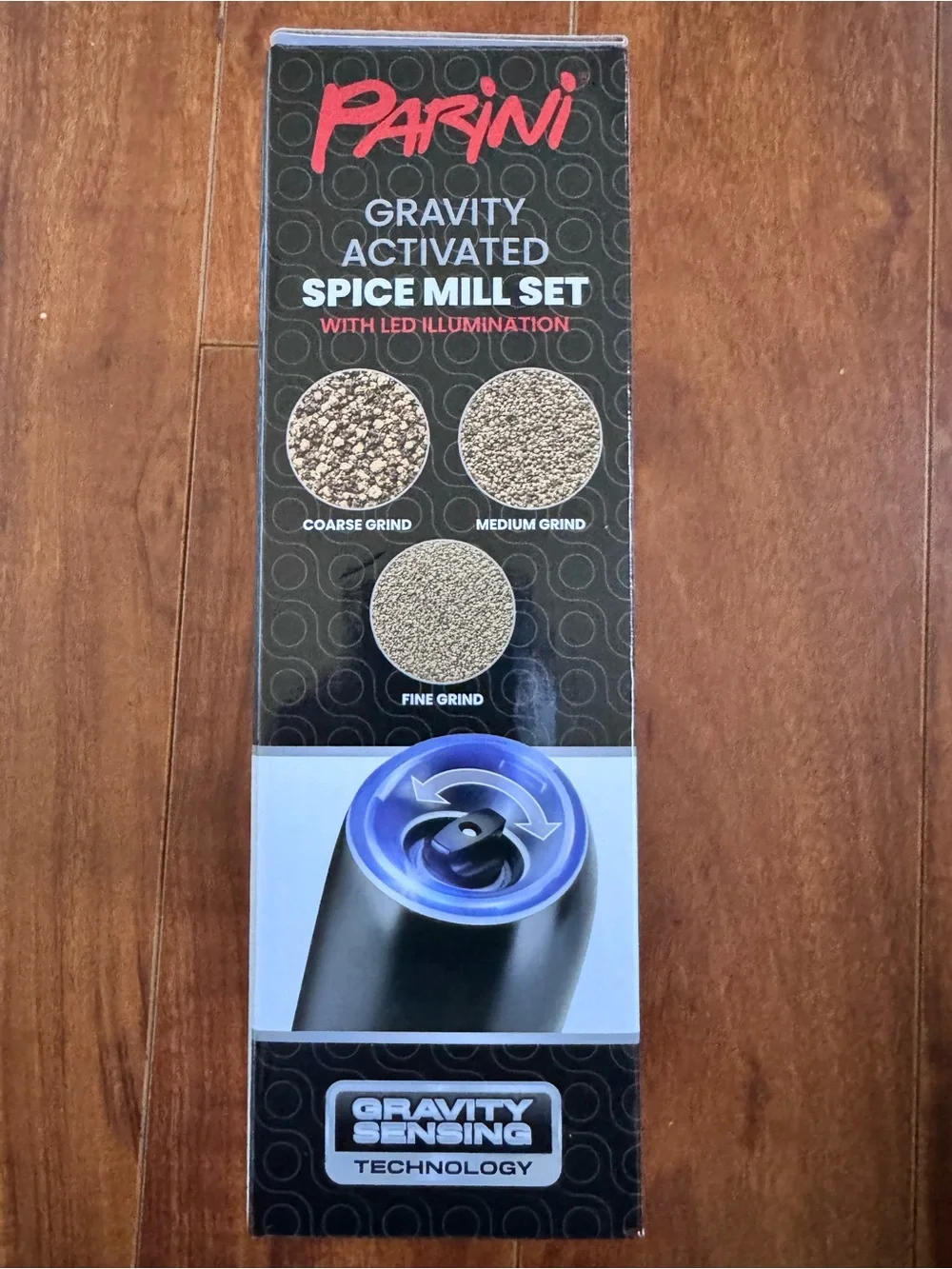 Gravity Activated Spice Mill Set - Black with LED Illumination BRAND NEW